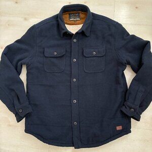 Jachs New York Men's Sherpa-Lined Wool Blend Navy-Blue Shirt Jacket Size Large